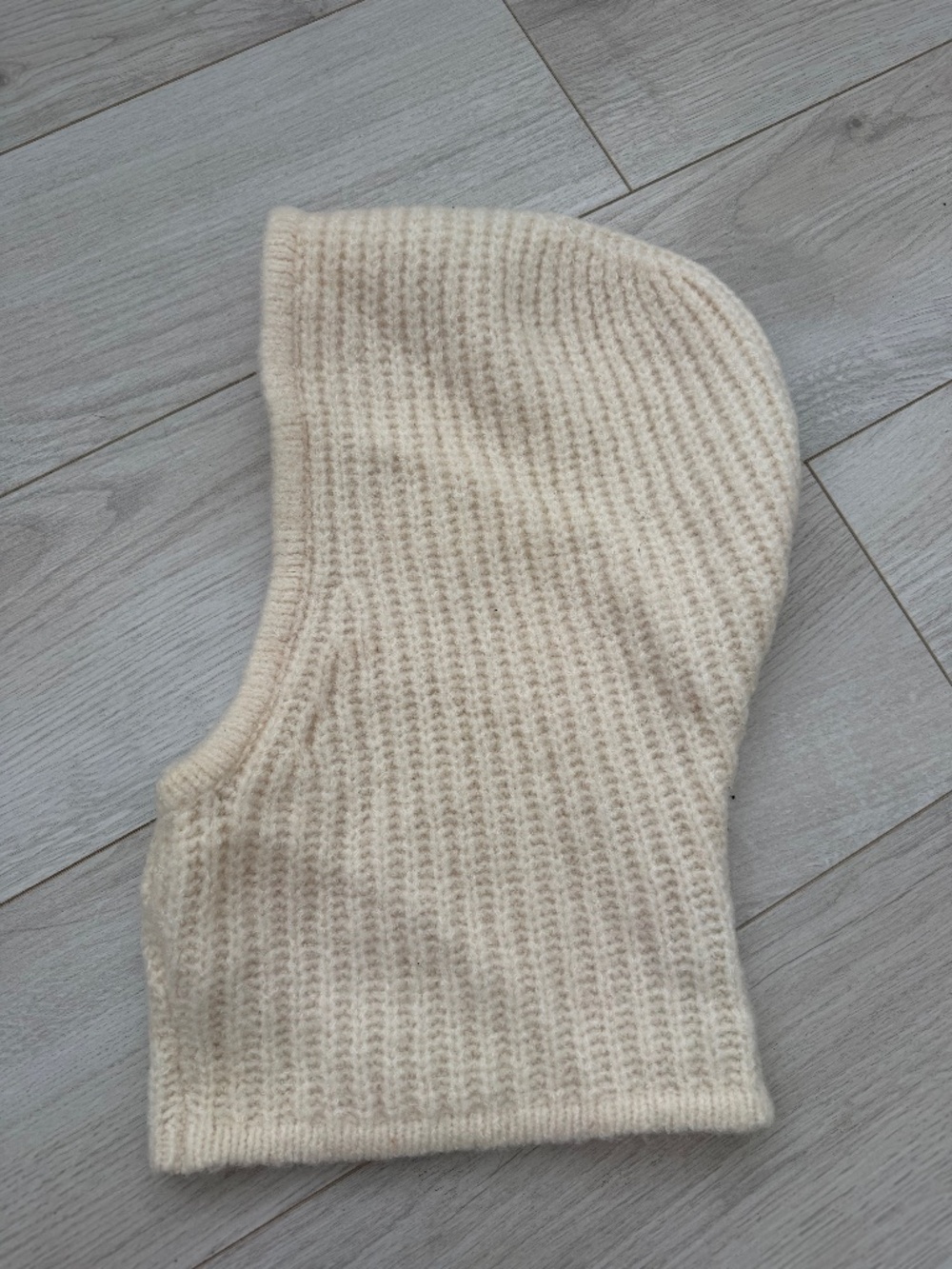 NA-KD Ivory Off-White Ribbed Knit Balaclava